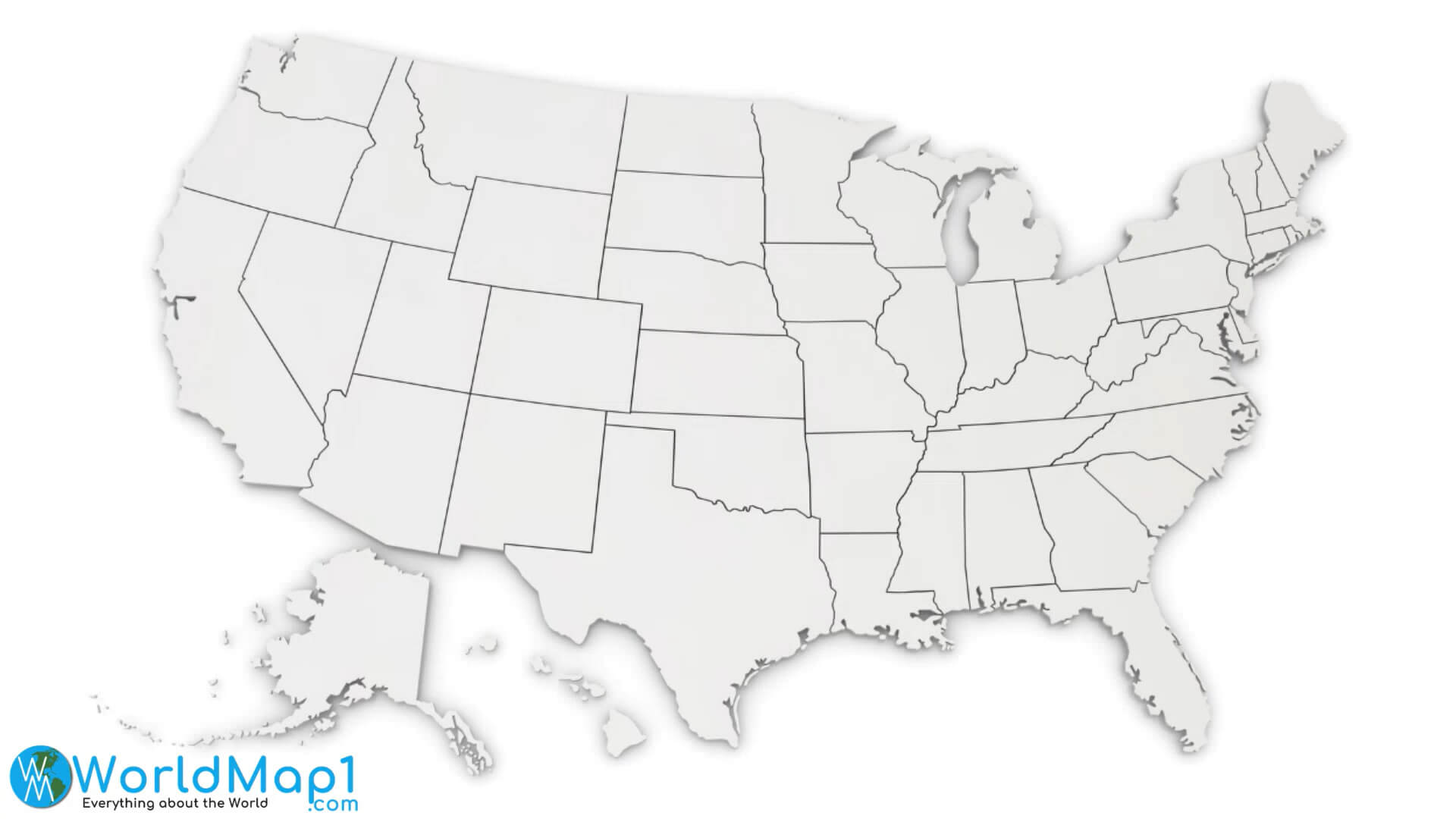 US Blank Outline Map with New York State